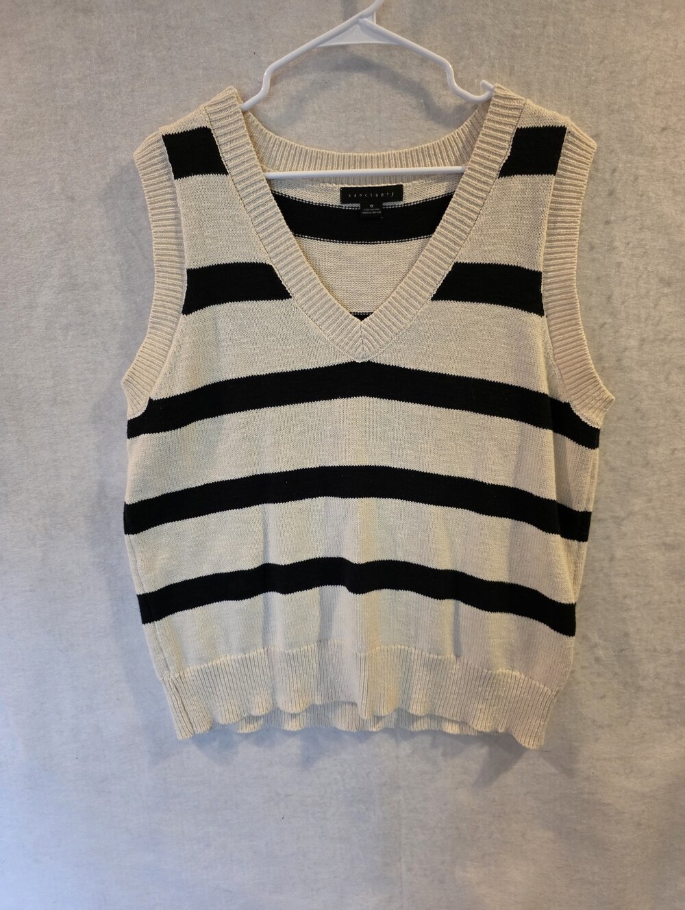 Sanctuary Women's Black White Stripe Sleeveless Pullover Sweater Size 1x